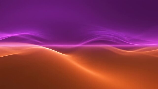 Seamlessly looping abstract gradient flow moving across a soft digital horizon line in vibrant purple and orange colors infinity, abstract, looping
