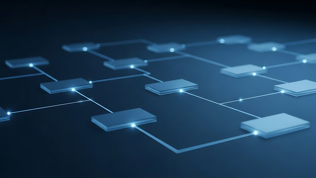 Abstract digital data network connections showing blockchain distributed ledger technology architecture