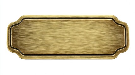 Brass nameplate tag isolated on white background