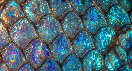 Luminous Iridescent Scales in a Shimmering Tapestry of Blue and Purple Hues.