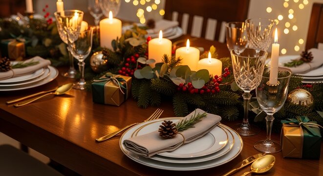 Elegant Christmas Dinner Table Setting/for christmas