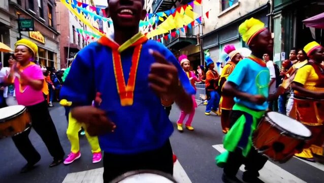 Street parade with traditional drums echoing in narrow lanes
