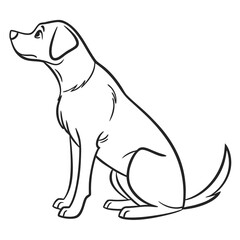 Black and white line art dog sitting profile animal