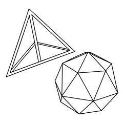 Black outline geometric shapes on white background 2