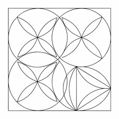 Black outline geometric shapes on white background