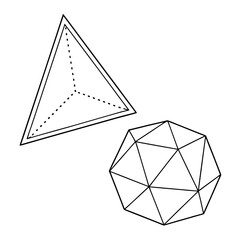 Black Outline Geometric Shapes on White triangle polygon