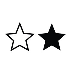 Two distinct star icons, an elegant outline and a bold solid black, symbolizing rating, favorite, or quality, on a clean white background.