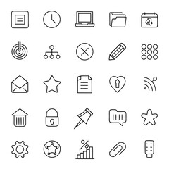 Black outline icons for web and app interface white
