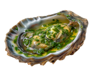 Exquisite Oyster Delight A single oyster, nestled within its shell, presents a culinary masterpiece of fresh flavors and textures, tantalizing the senses with its succulent, inviting appearance.