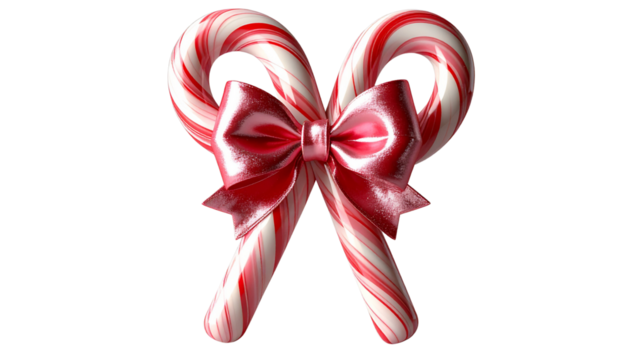 Christmas Candy Cane Pair with Bow  transparent PNG