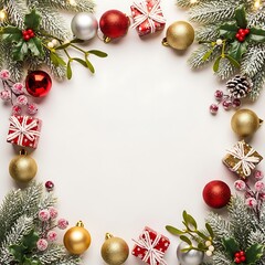 Festive Christmas Decoration Frame with Ornaments