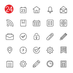 Collection of outline icons for web and app design