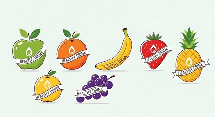 Healthy Lifestyle Fruit Collection with Ribbons.