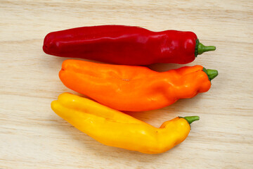 Palermo sweet chilli pepper on white background.