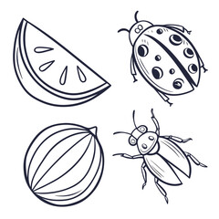 Cute hand drawn doodle vector set thin