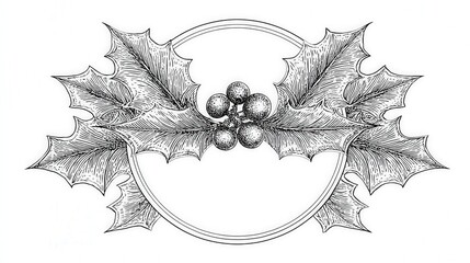 Christmas badge outline element isolated on white background