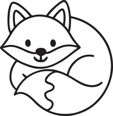 Obraz premium Cute sleeping fox outline cartoon illustration design element