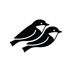 Stylized black & white birds vector icon logo design
