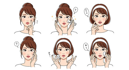 Aesthetic Skincare Routine Illustration Set Feminine Beauty & Wellness Icons