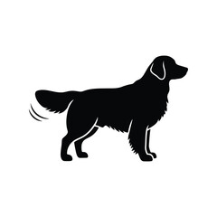 Golden retriever dog silhouette vector icon   pet outline graphic