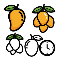 Mango and Tropical Fruit with Clock Icons