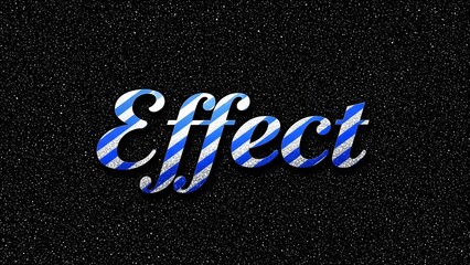 The word effect rendered in a stylized, cursive font with blue and white diagonal stripes, set against a dark, speckled or starry background, suggesting a digital or abstract visual treatment