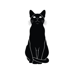 Elegant black cat silhouette vector illustration icon design