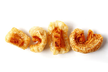 Crispy pork cracklings, a crunchy savory snack.