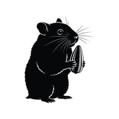 Obraz premium Minimalist hamster silhouette with sunflower seed vector illustration
