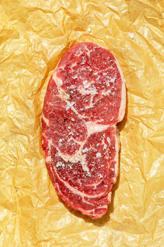 Raw ribeye steak