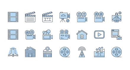 Collection of film and media icons for creative communication projects