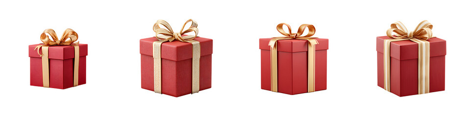 Obraz premium Red Gift Box Collection: Elegant Wrapped Presents with Gold Ribbon