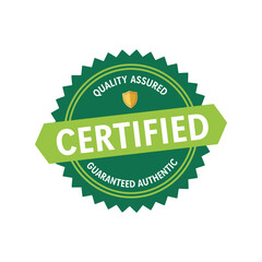 Certified quality assured badge: authentic product guarantee seal