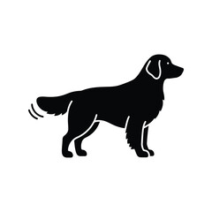 Loyal golden retriever dog silhouette icon vector graphic