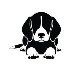 Adorable beagle puppy dog vector logo icon black white illustration © alien AZ
