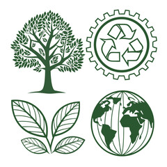 Green nature and eco icons set vector