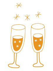 Celebration Champagne Glasses Line Art Icon.