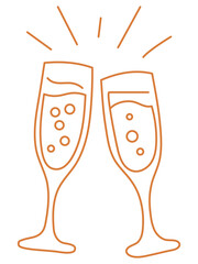Champagne Toast Celebration Outline Icon.