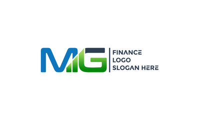 Letter MG Logo on Financial Chart Vector Template