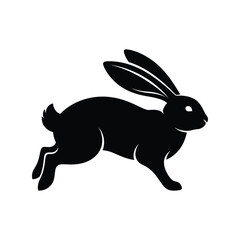 Dynamic black rabbit running silhouette vector illustration