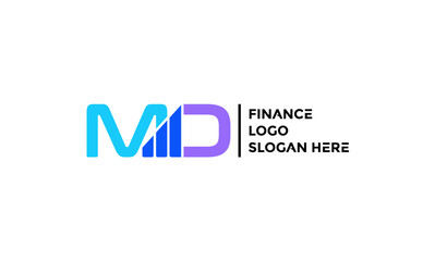 Letter MD Logo on Financial Chart Vector Template