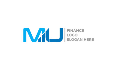 Letter MU Logo on Financial Chart Vector Template