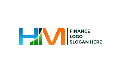 Letter HM Logo Design Financial Chart Vector Template
