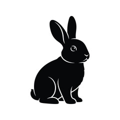 Elegant black rabbit silhouette vector graphic