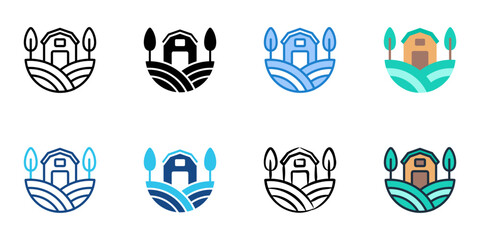 Vineyard icon set multiple style vector collection. Editable Stroke 
