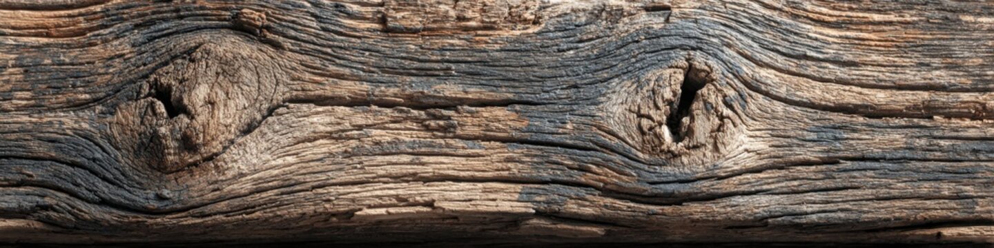 Close-up captu the intricate grain pattern and weathered texture of a reclaimed wooden beam, showcasing its rustic charm and endu character over time.