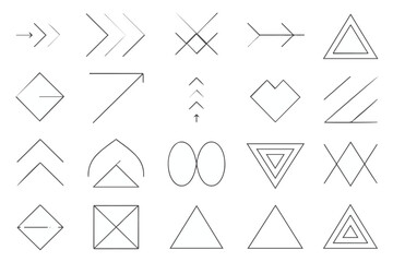 Set of 20 Minimalist Line-Based Geometric Icons