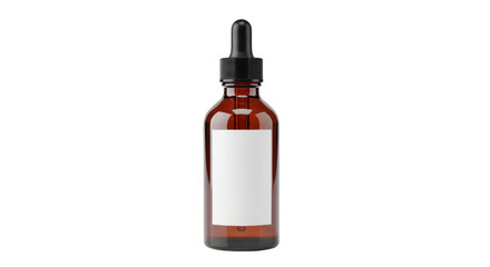 Fototapeta premium Amber Glass Dropper Bottle with Blank Label Mockup product photography featuring bottle, dropper, glass isolated on white background for stock content use