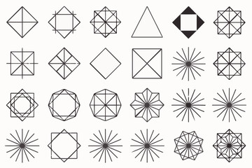 Collection of 25 Geometric Grid-Based Minimalist Icons