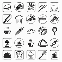 Food and restaurant icons set burger